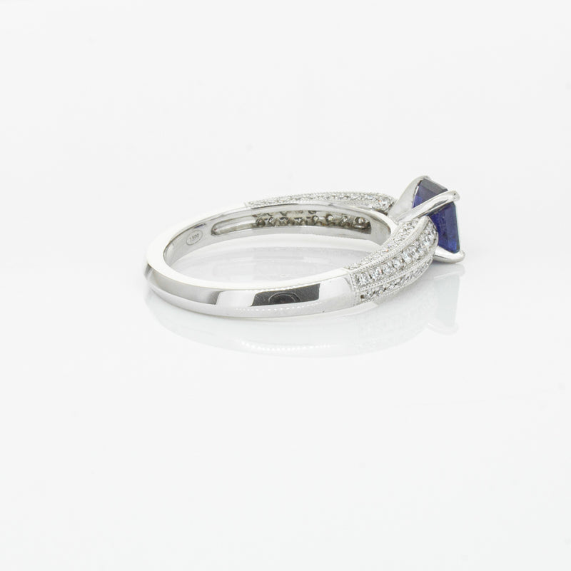18ct White Gold 1.09ct Sapphire & Diamond Ring-Ring-Walker & Hall