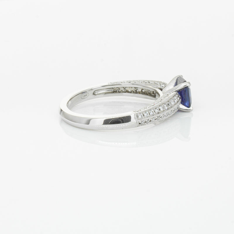 18ct White Gold 1.09ct Sapphire & Diamond Ring-Ring-Walker & Hall