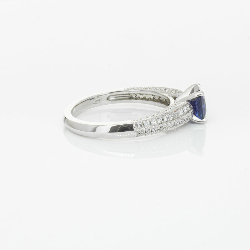 18ct White Gold 1.09ct Sapphire & Diamond Ring-Ring-Walker & Hall