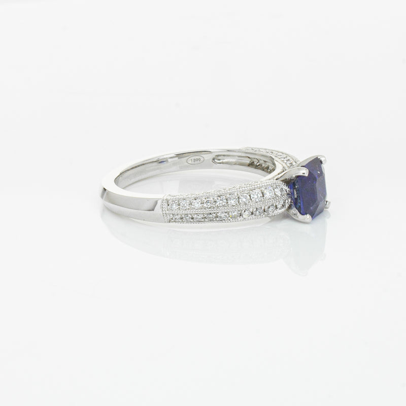 18ct White Gold 1.09ct Sapphire & Diamond Ring-Ring-Walker & Hall