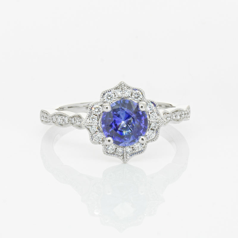 18ct White Gold .95ct Sapphire & Diamond Paramount Ring-Ring-Walker & Hall