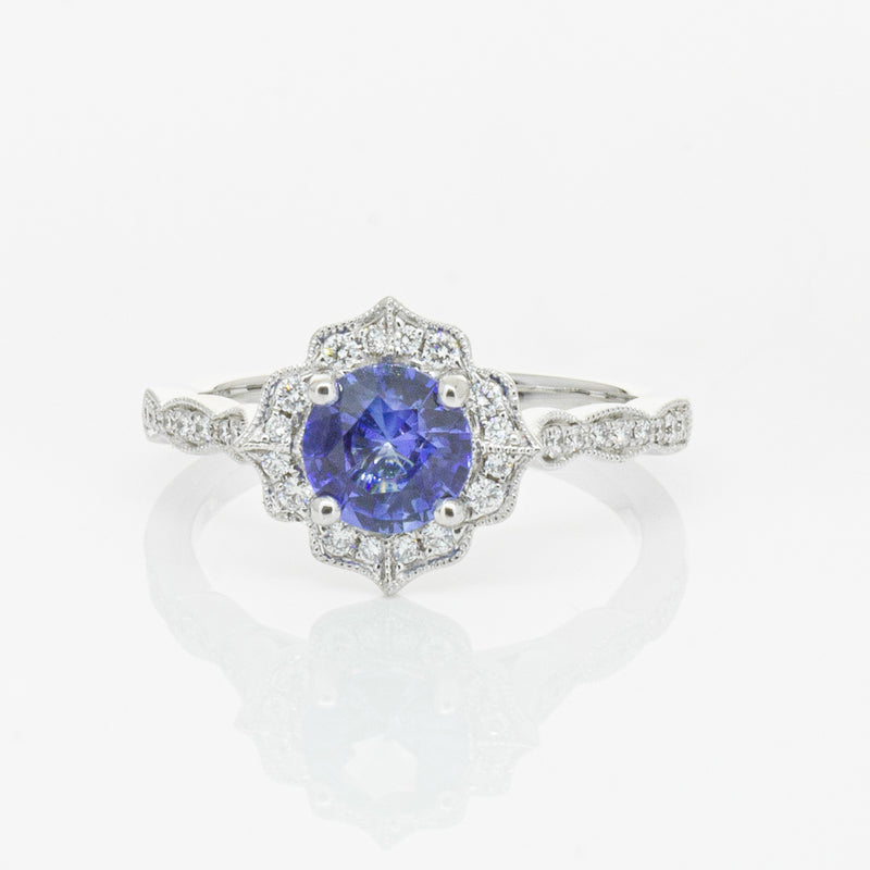 18ct White Gold .95ct Sapphire & Diamond Paramount Ring-Ring-Walker & Hall