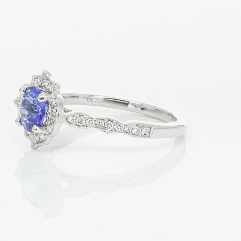 18ct White Gold .95ct Sapphire & Diamond Paramount Ring-Ring-Walker & Hall