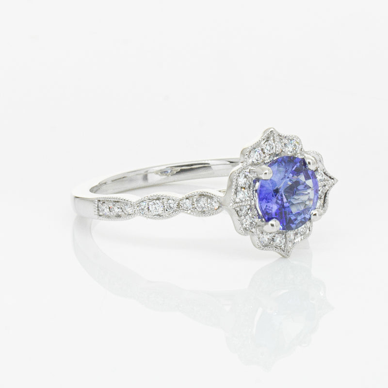 18ct White Gold .95ct Sapphire & Diamond Paramount Ring-Ring-Walker & Hall