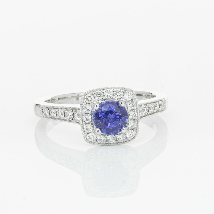 18ct White Gold .60ct Sapphire & Diamond Aurora Ring-Ring-Walker & Hall