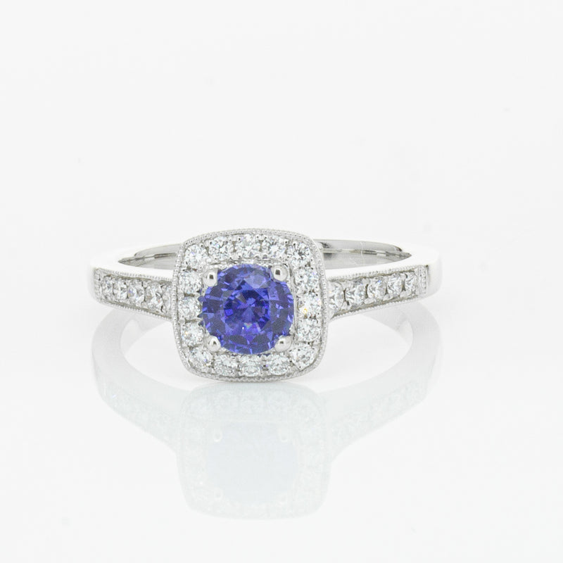 18ct White Gold .60ct Sapphire & Diamond Aurora Ring-Ring-Walker & Hall