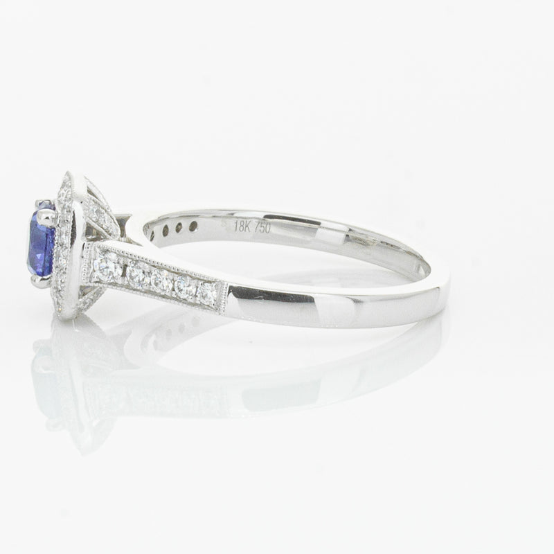 18ct White Gold .60ct Sapphire & Diamond Aurora Ring-Ring-Walker & Hall