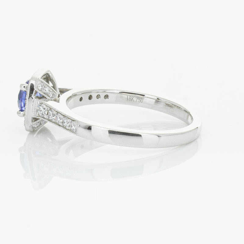 18ct White Gold .60ct Sapphire & Diamond Aurora Ring-Ring-Walker & Hall