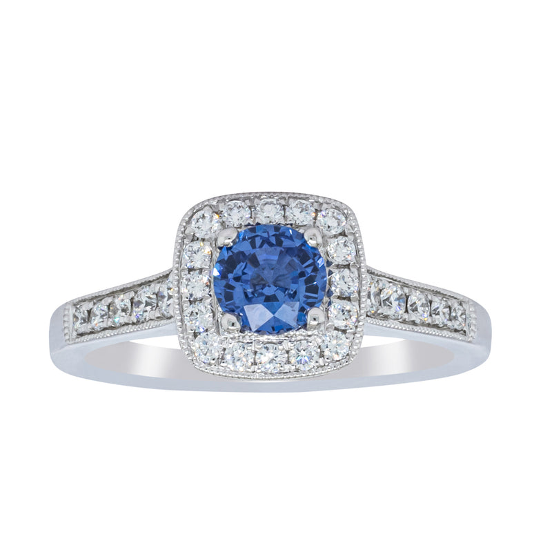 18ct White Gold .60ct Sapphire & Diamond Aurora Ring-Ring-Walker & Hall
