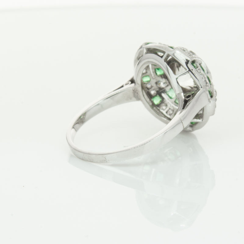 Vintage 14ct White Gold 1.94ct Diamond & Emerald Ring-Ring-Walker & Hall