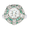 Vintage 14ct White Gold 1.94ct Diamond & Emerald Ring-Ring-Walker & Hall