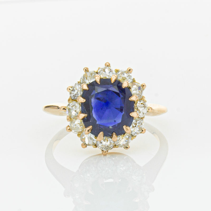 Vintage 17ct Rose Gold 2.41ct Sapphire & Diamond Ring-Ring-Walker & Hall