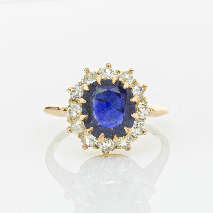 Vintage 17ct Rose Gold 2.41ct Sapphire & Diamond Ring-Ring-Walker & Hall