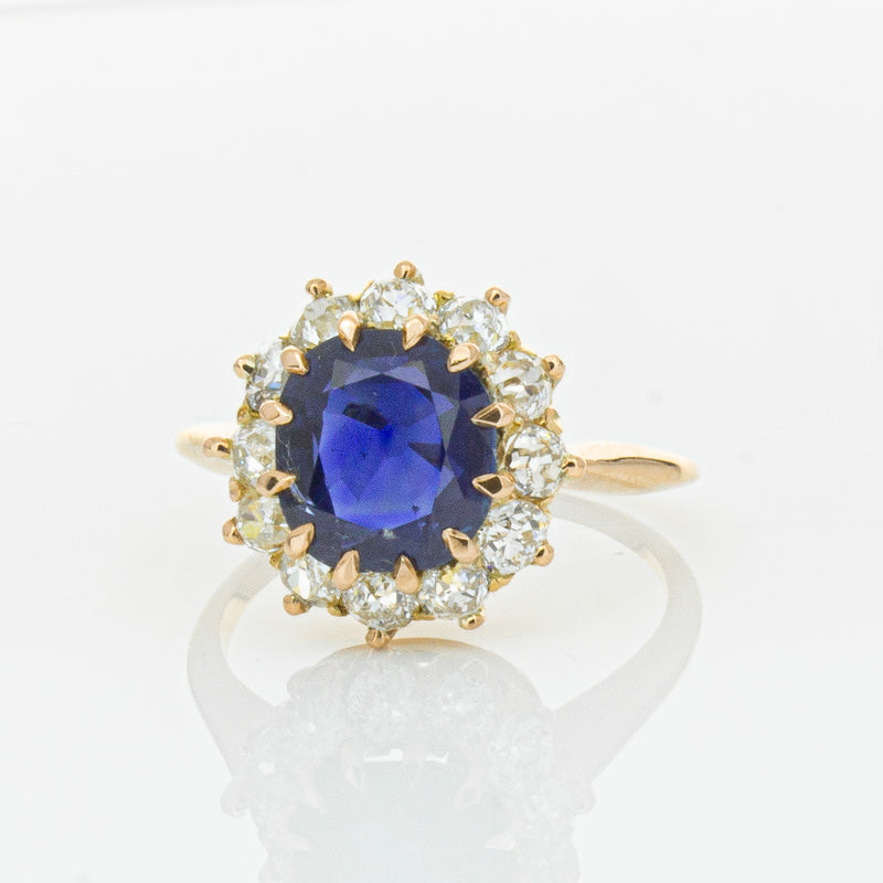 Vintage 17ct Rose Gold 2.41ct Sapphire & Diamond Ring-Ring-Walker & Hall