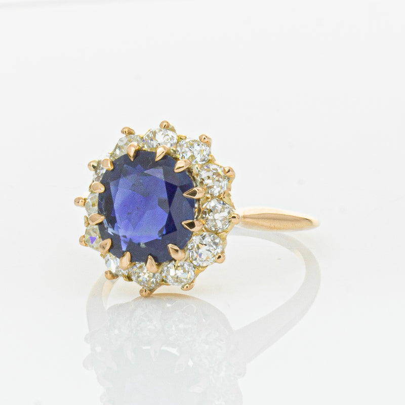 Vintage 17ct Rose Gold 2.41ct Sapphire & Diamond Ring-Ring-Walker & Hall