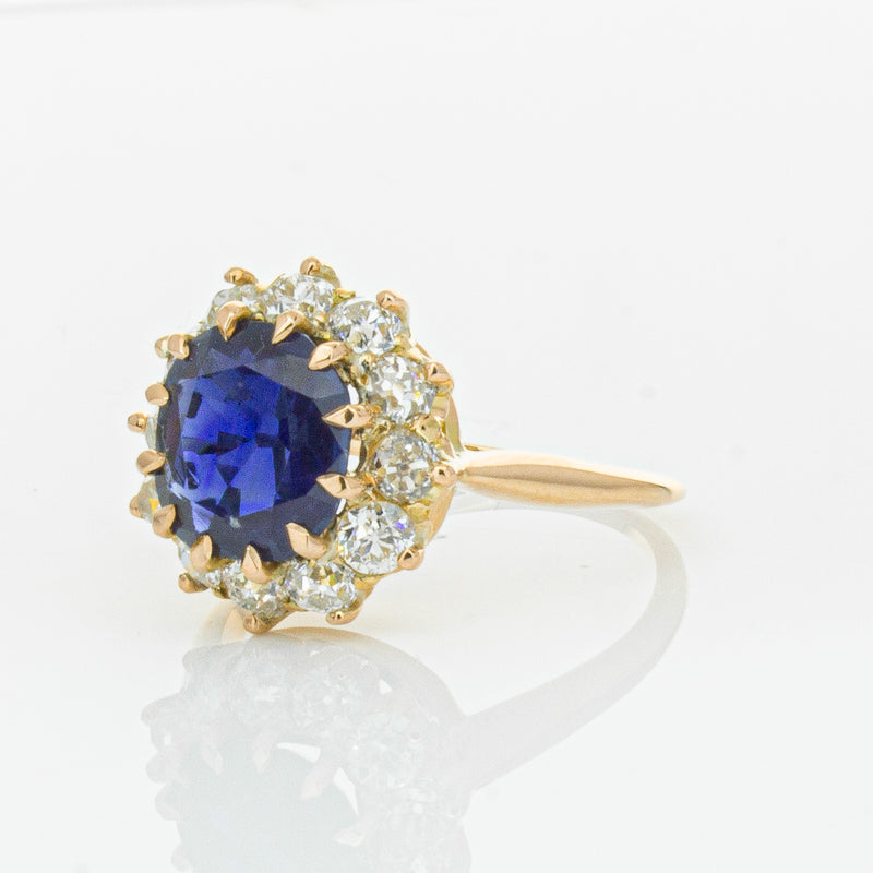 Vintage 17ct Rose Gold 2.41ct Sapphire & Diamond Ring-Ring-Walker & Hall