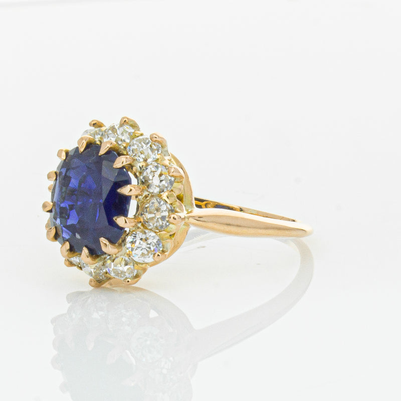 Vintage 17ct Rose Gold 2.41ct Sapphire & Diamond Ring-Ring-Walker & Hall