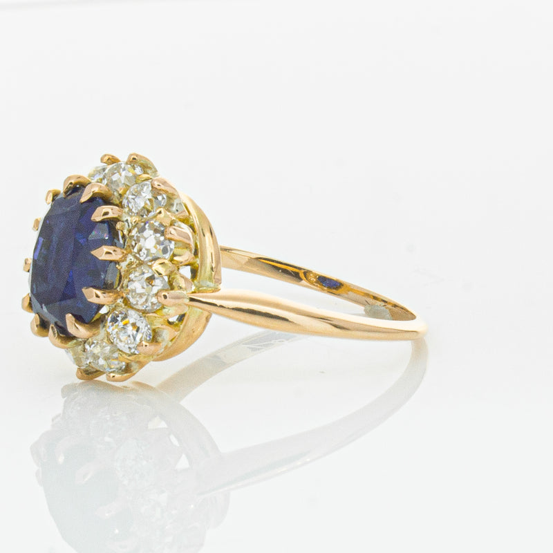 Vintage 17ct Rose Gold 2.41ct Sapphire & Diamond Ring-Ring-Walker & Hall
