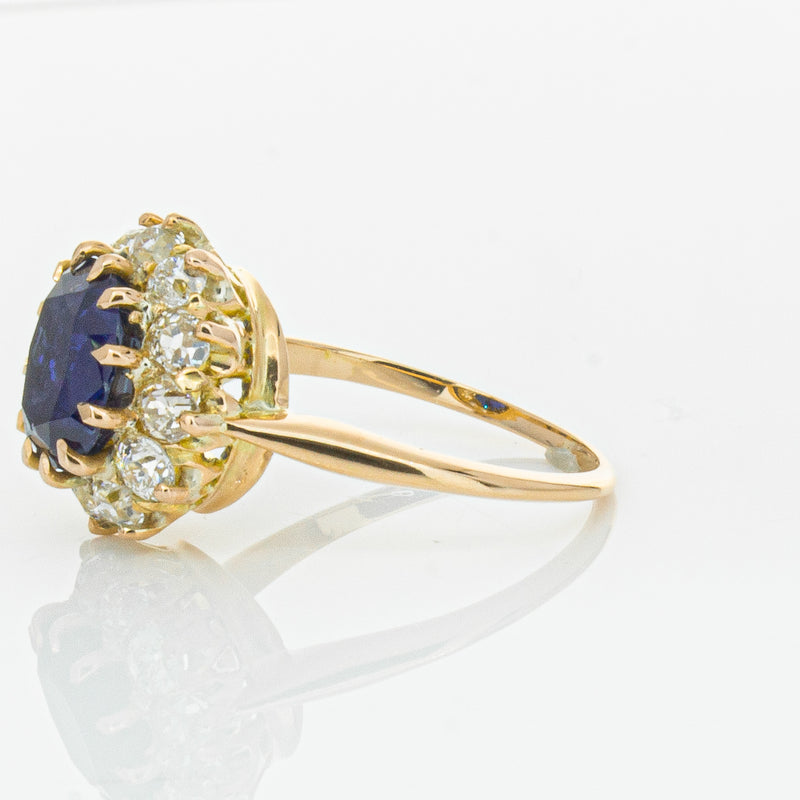 Vintage 17ct Rose Gold 2.41ct Sapphire & Diamond Ring-Ring-Walker & Hall