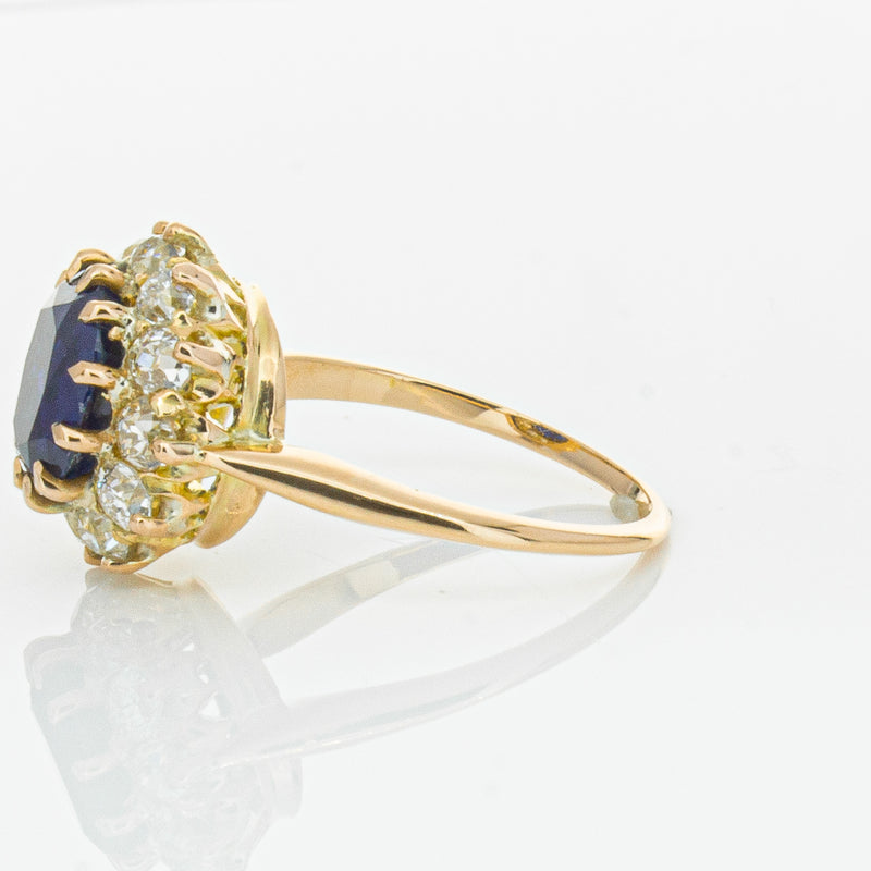 Vintage 17ct Rose Gold 2.41ct Sapphire & Diamond Ring-Ring-Walker & Hall