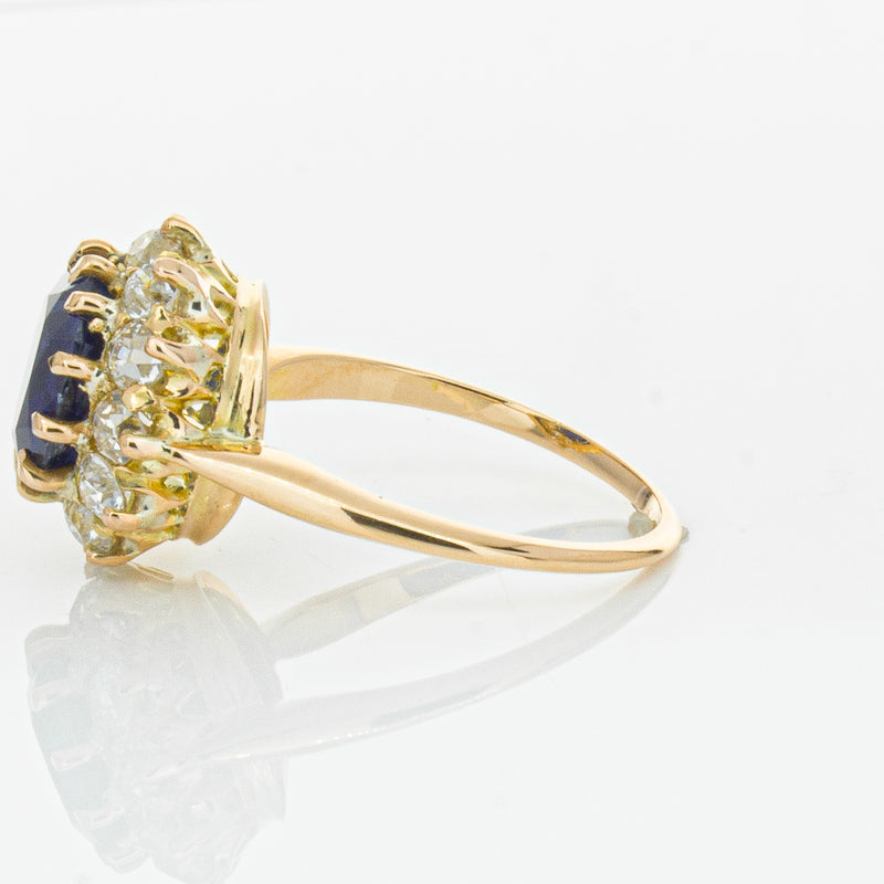 Vintage 17ct Rose Gold 2.41ct Sapphire & Diamond Ring-Ring-Walker & Hall