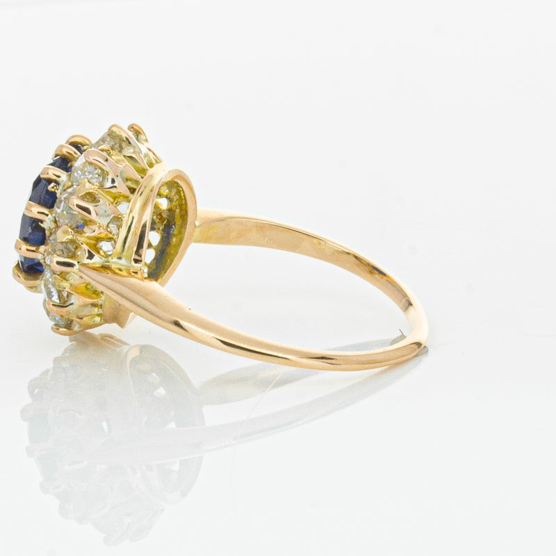 Vintage 17ct Rose Gold 2.41ct Sapphire & Diamond Ring-Ring-Walker & Hall