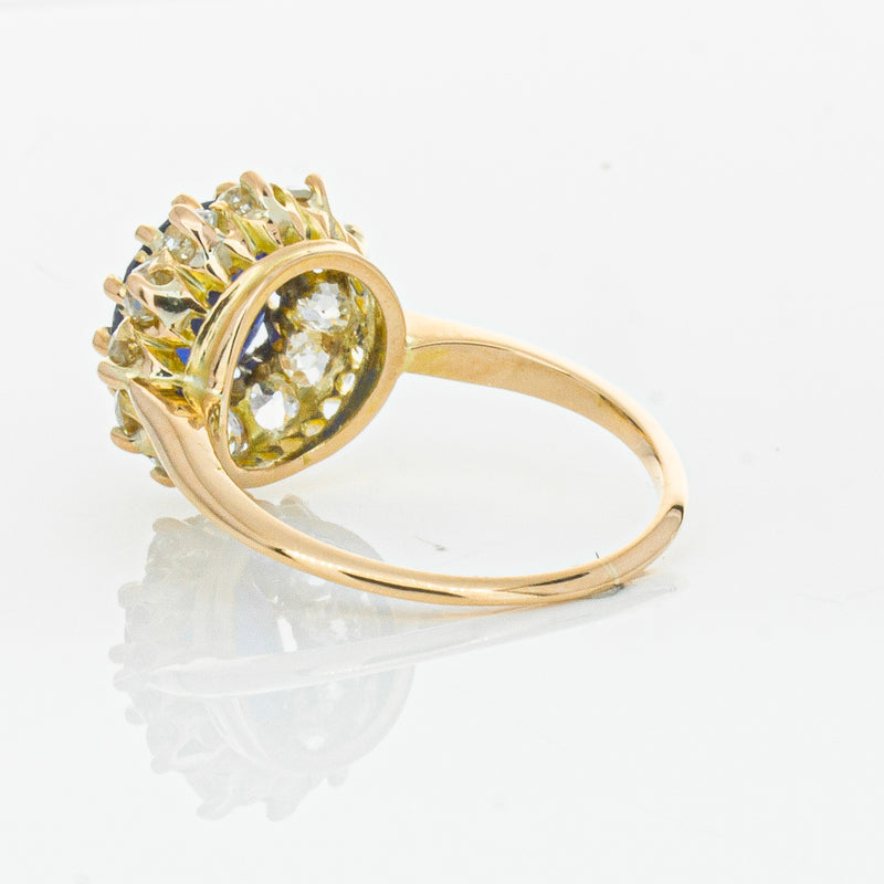 Vintage 17ct Rose Gold 2.41ct Sapphire & Diamond Ring-Ring-Walker & Hall