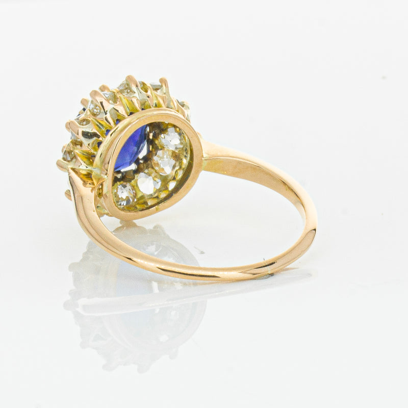 Vintage 17ct Rose Gold 2.41ct Sapphire & Diamond Ring-Ring-Walker & Hall