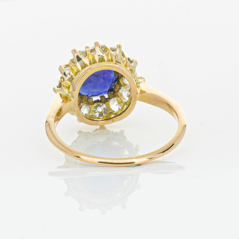 Vintage 17ct Rose Gold 2.41ct Sapphire & Diamond Ring-Ring-Walker & Hall