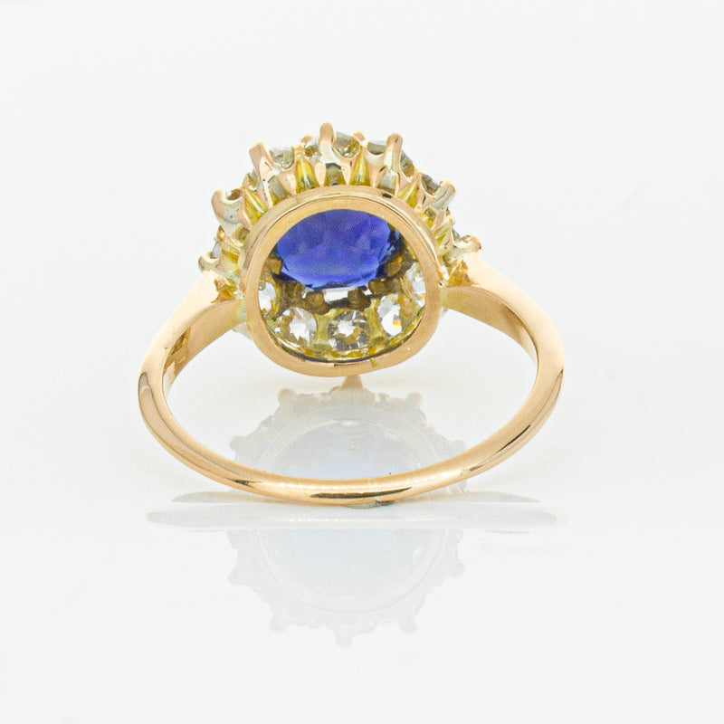 Vintage 17ct Rose Gold 2.41ct Sapphire & Diamond Ring-Ring-Walker & Hall