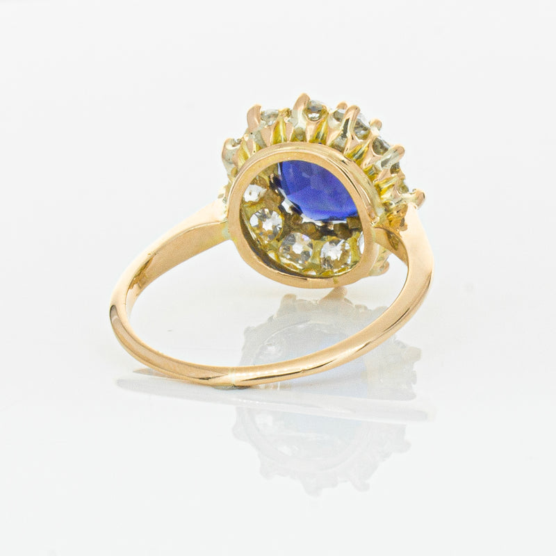 Vintage 17ct Rose Gold 2.41ct Sapphire & Diamond Ring-Ring-Walker & Hall