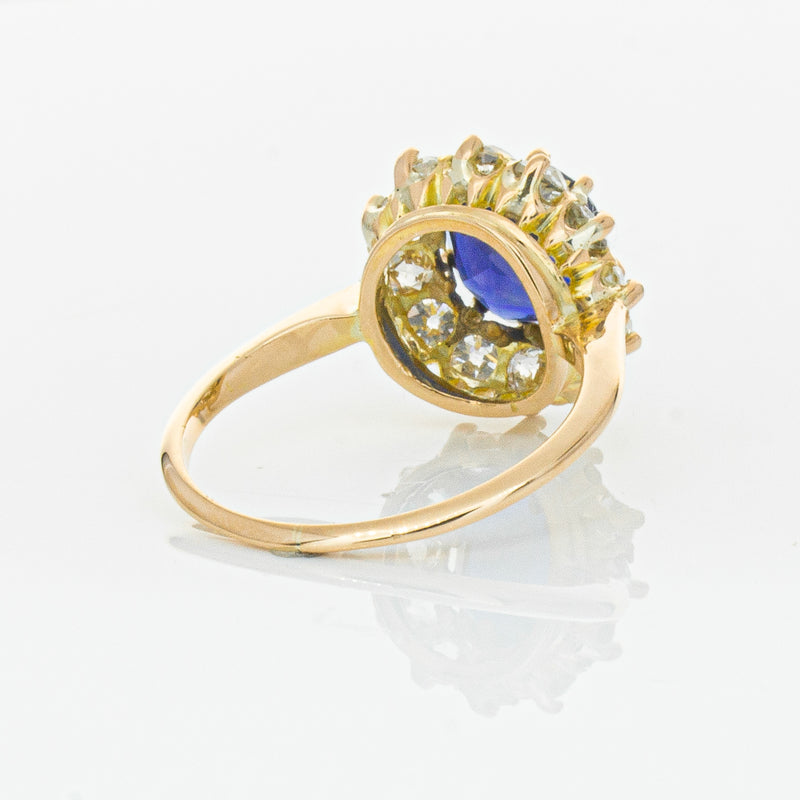 Vintage 17ct Rose Gold 2.41ct Sapphire & Diamond Ring-Ring-Walker & Hall
