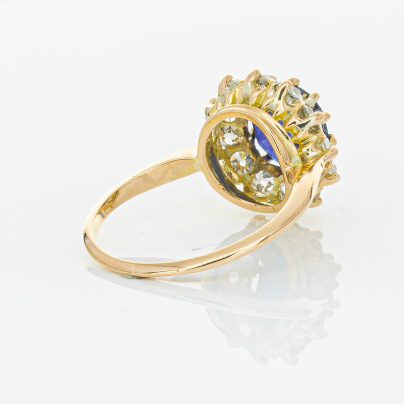 Vintage 17ct Rose Gold 2.41ct Sapphire & Diamond Ring-Ring-Walker & Hall