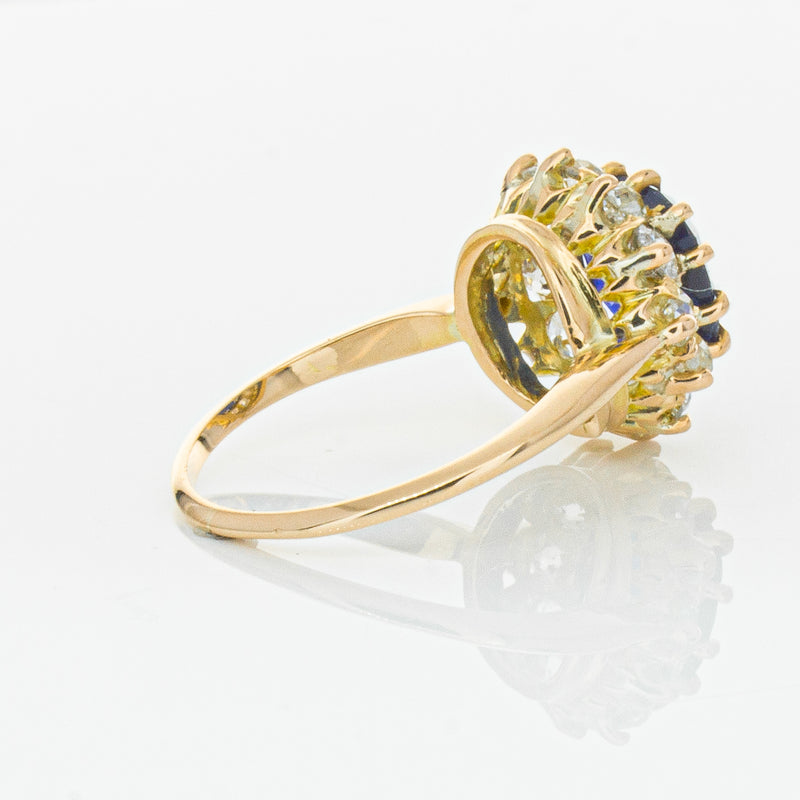 Vintage 17ct Rose Gold 2.41ct Sapphire & Diamond Ring-Ring-Walker & Hall