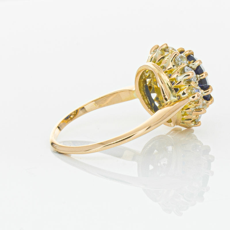 Vintage 17ct Rose Gold 2.41ct Sapphire & Diamond Ring-Ring-Walker & Hall