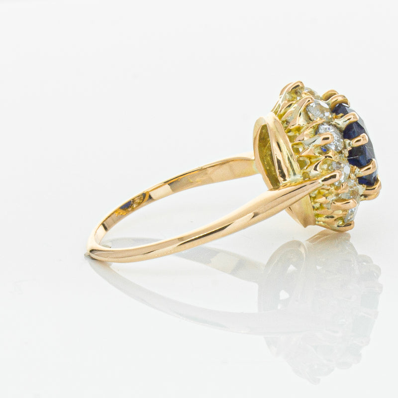 Vintage 17ct Rose Gold 2.41ct Sapphire & Diamond Ring-Ring-Walker & Hall