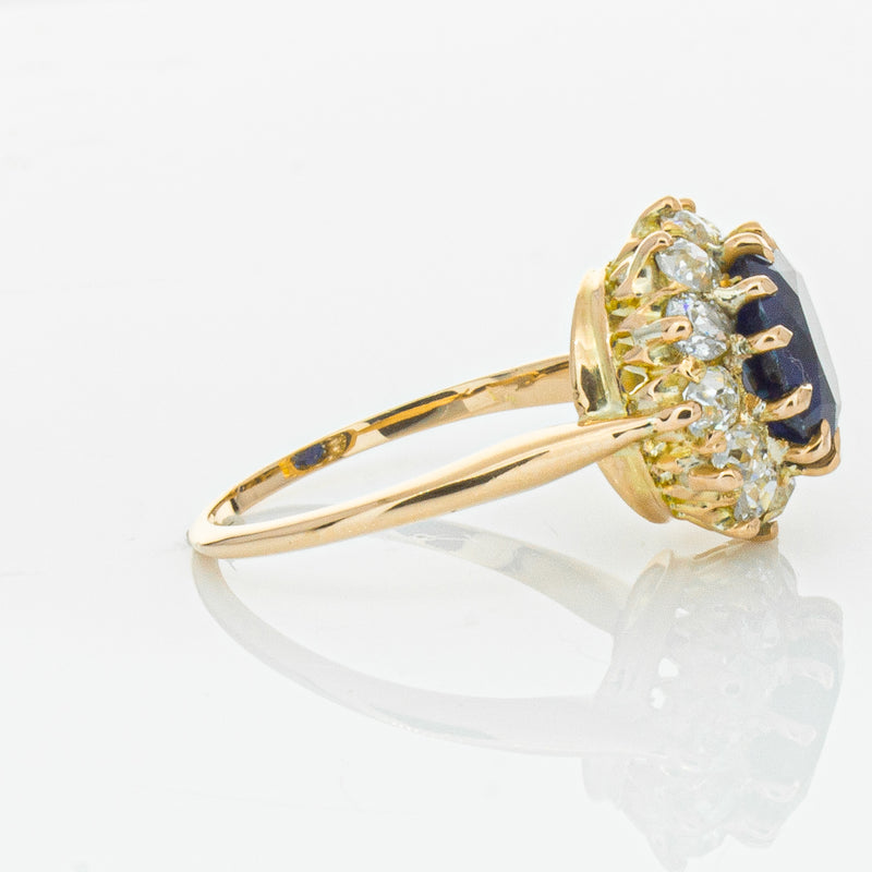Vintage 17ct Rose Gold 2.41ct Sapphire & Diamond Ring-Ring-Walker & Hall
