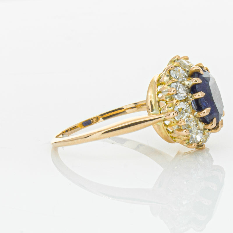 Vintage 17ct Rose Gold 2.41ct Sapphire & Diamond Ring-Ring-Walker & Hall