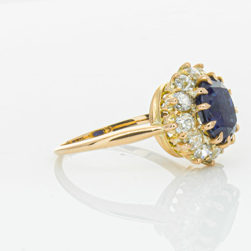 Vintage 17ct Rose Gold 2.41ct Sapphire & Diamond Ring-Ring-Walker & Hall
