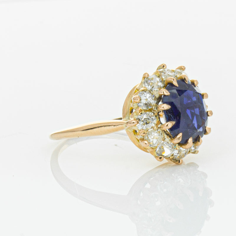 Vintage 17ct Rose Gold 2.41ct Sapphire & Diamond Ring-Ring-Walker & Hall