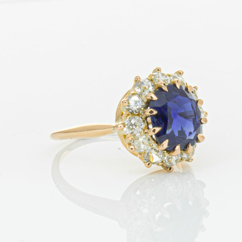 Vintage 17ct Rose Gold 2.41ct Sapphire & Diamond Ring-Ring-Walker & Hall