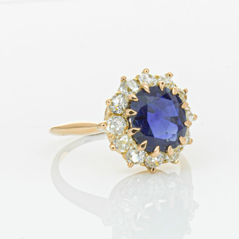 Vintage 17ct Rose Gold 2.41ct Sapphire & Diamond Ring-Ring-Walker & Hall