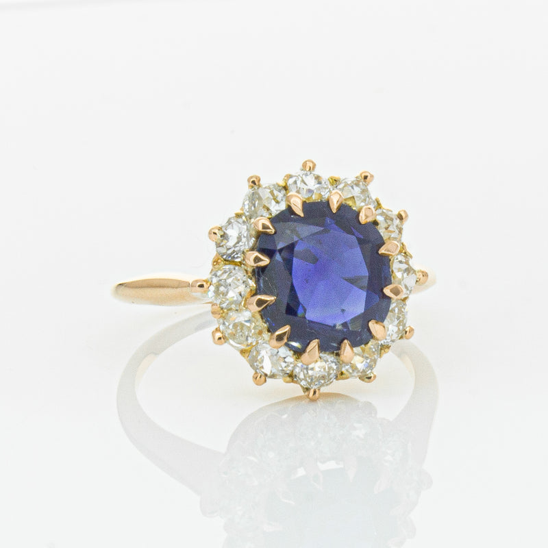 Vintage 17ct Rose Gold 2.41ct Sapphire & Diamond Ring-Ring-Walker & Hall