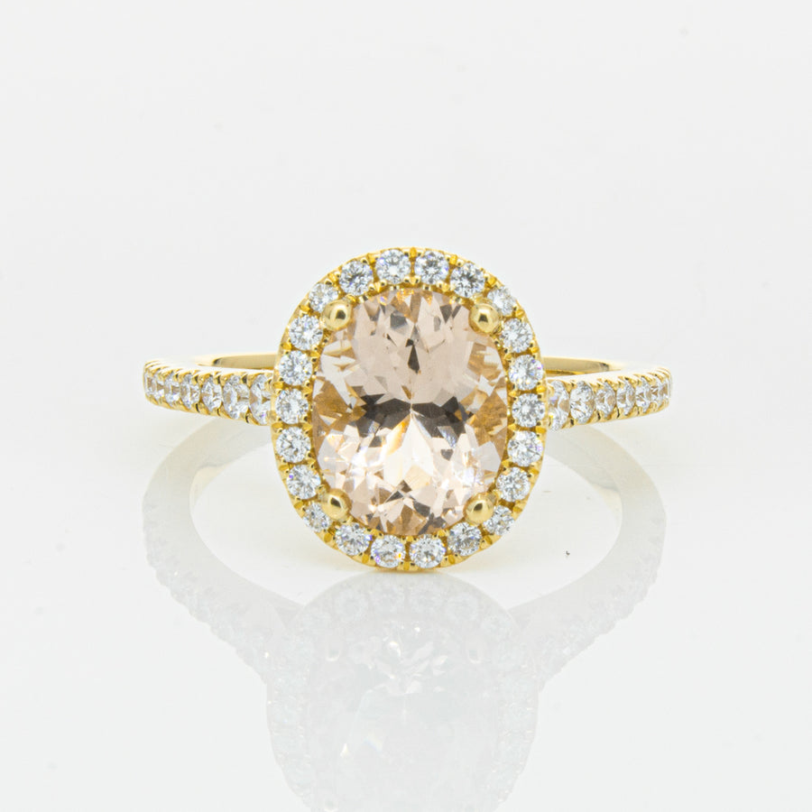 18ct Yellow Gold 1.79ct Morganite & Diamond Sierra Ring-Ring-Walker & Hall