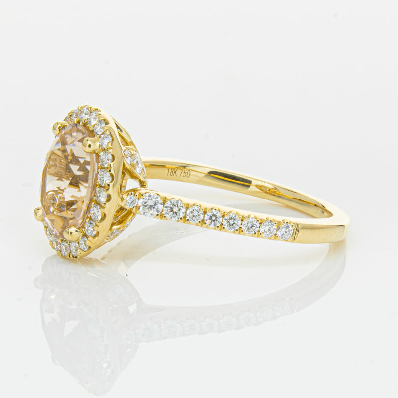 18ct Yellow Gold 1.79ct Morganite & Diamond Sierra Ring-Ring-Walker & Hall