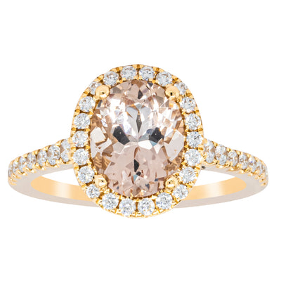18ct Yellow Gold 1.79ct Morganite & Diamond Sierra Ring-Ring-Walker & Hall