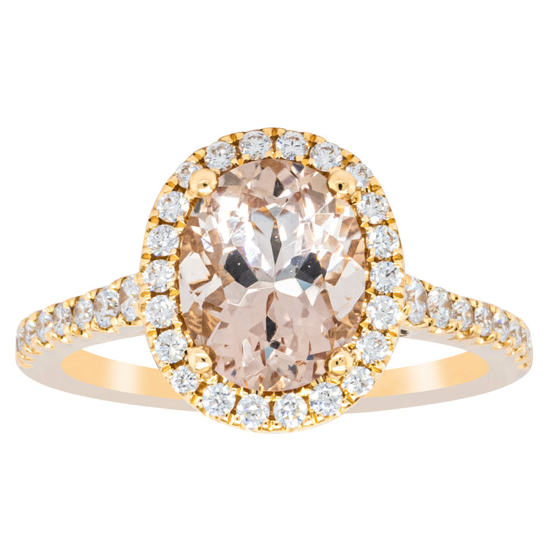 18ct Yellow Gold 1.79ct Morganite & Diamond Sierra Ring-Ring-Walker & Hall