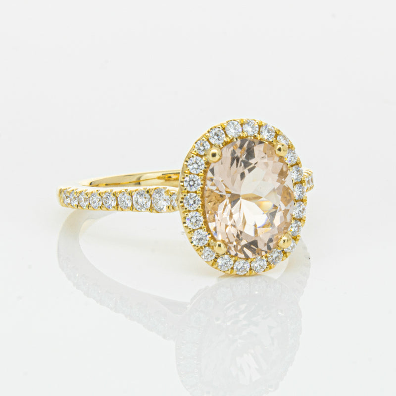 18ct Yellow Gold 1.79ct Morganite & Diamond Sierra Ring-Ring-Walker & Hall