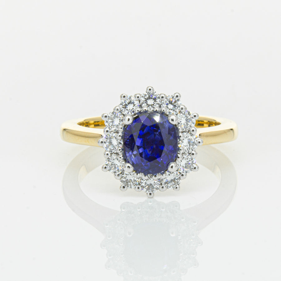 18ct Yellow Gold 1.64ct Sapphire & Diamond Belle Ring-Ring-Walker & Hall