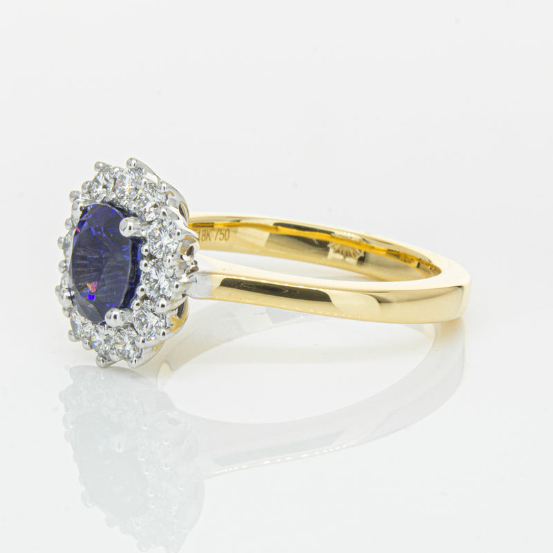 18ct Yellow Gold 1.64ct Sapphire & Diamond Belle Ring-Ring-Walker & Hall